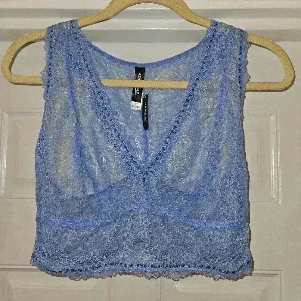 NWT Adore Me Womens Lacy Halter Light Blue Size 1X
